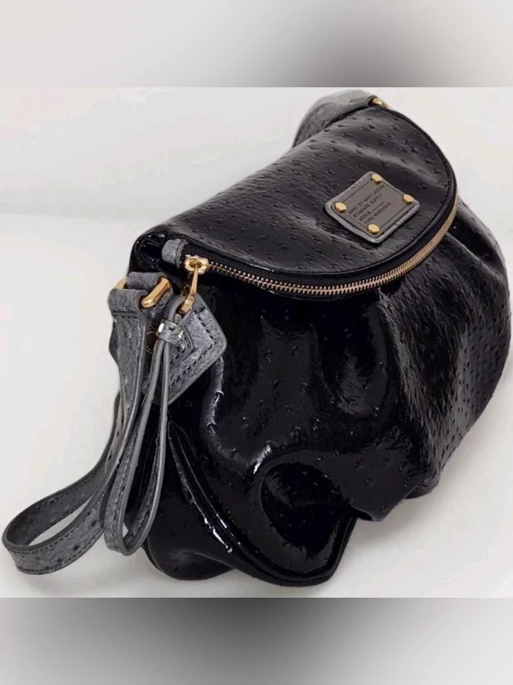 Marc Jacobs Classic Q Jellybird Natasha Black Ostrich Crossbody Bag